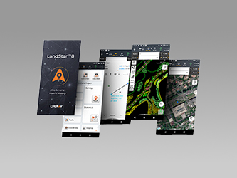 stacked landstar 8 screen images on gray gradient background